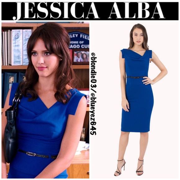 Black Halo iconic cobalt Classic Jackie O dress M